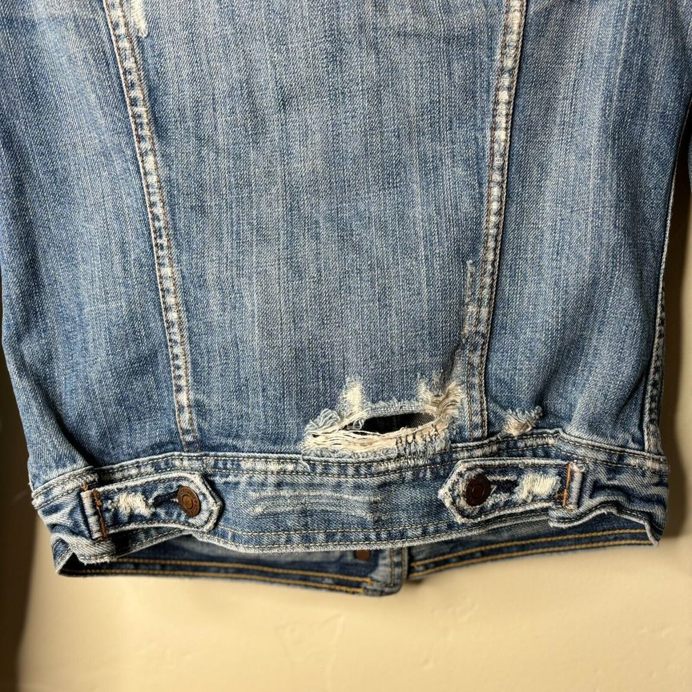 Abercrombie & Fitch Denim Jean Blue Trucker Jacket Women's Small VTG 90s Y2K - Picture 7 of 7